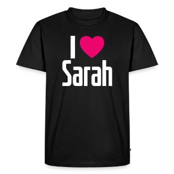 J’aime Sarah Pink Heart J’aime Sarah - T-shirt Premium bio Homme - noir - Devant - Nico (187cm)