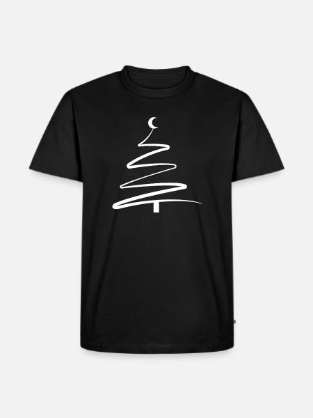 Weihnachtsbaum One-Line – Minimalistisch & Stilvol - Männer Premium Bio T-Shirt - Schwarz