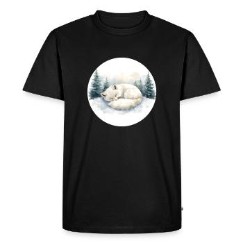 Renard arctique Snowsleep Aquarelle - T-shirt Premium bio Homme - noir - Devant - Nico (187cm)