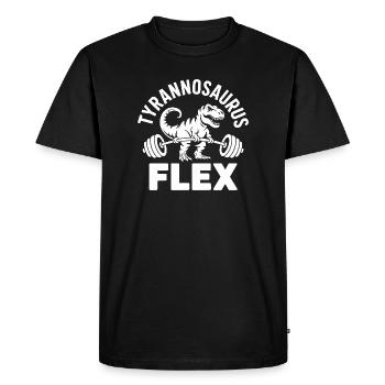 Tyrannosaurus Flex Fitness Humour Puissance - T-shirt Premium bio Homme - noir - Devant - Nico (187cm)