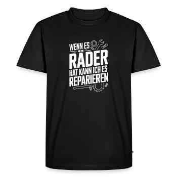 S’il a des roues, je peux le réparer - T-shirt Premium bio Homme - noir - Devant - Nico (187cm)