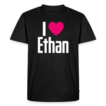 J’aime Ethan Coeur Rose J’aime Ethan - T-shirt Premium bio Homme - noir - Devant - Nico (187cm)