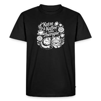 Les chats et le café Ma thérapie - T-shirt Premium bio Homme - noir - Devant - Nico (187cm)