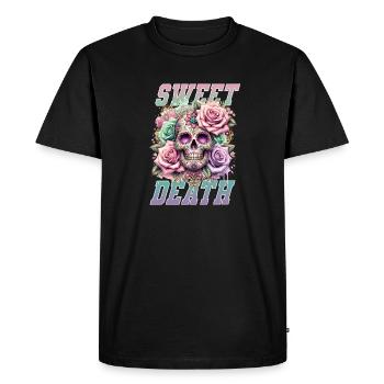 Fleurs Crâne Beauté Floraison - T-shirt Premium bio Homme - noir - Devant - Nico (187cm)