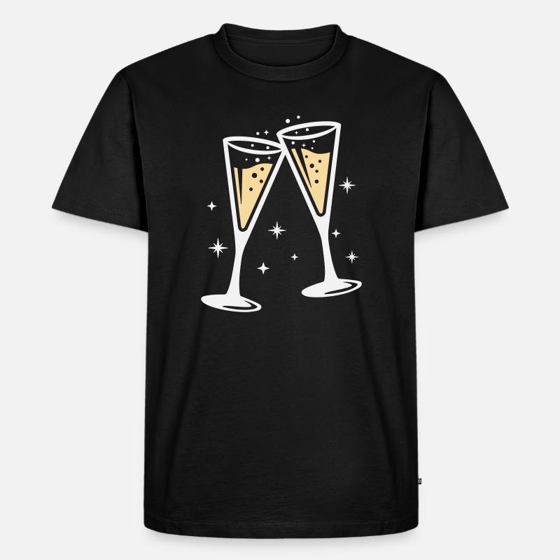 Sektglas Prosecco Sekt Alkohol Prost - Männer Premium Bio T-Shirt - Schwarz