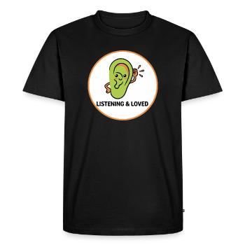 À l’écoute et aimé - T-shirt Premium bio Homme - noir - Devant - Nico (187cm)
