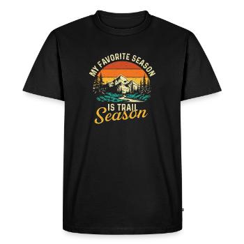 Ma saison préférée est la saison des sentiers Randonnée Citation - T-shirt Premium bio Homme - noir - Devant - Nico (187cm)