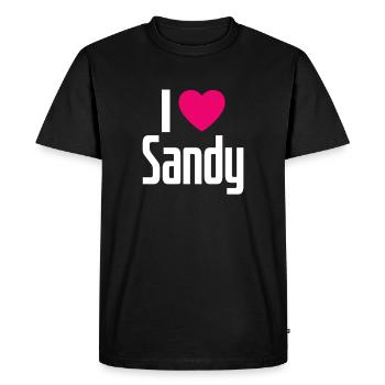 I Love Sandy Pink Heart I Love Sandy - Men's Premium Organic T-Shirt - black - Front - Nico (187cm)