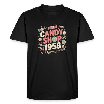 Vintage Confectionery Advertising - Men's Premium Organic T-Shirt - black - Front - Nico (187cm)