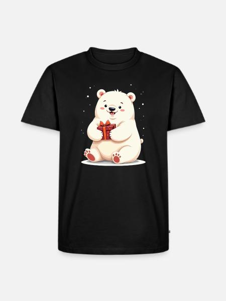 Niedlicher Eisbär mit Geschenkillustration - Männer Premium Bio T-Shirt - Schwarz