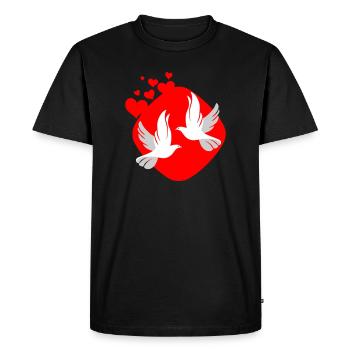 Dove of love on red background - Men's Premium Organic T-Shirt - black - Front - Nico (187cm)