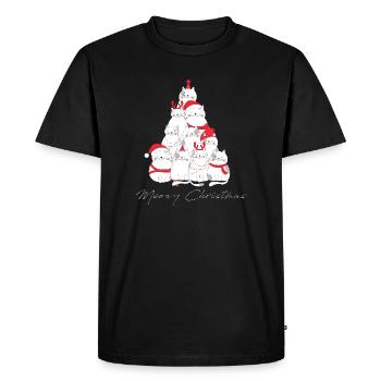 Arbre à chat de Noël miaou - T-shirt Premium bio Homme - noir - Devant - Nico (187cm)