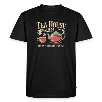 Tea House 1958 - Men's Premium Organic T-Shirt - black - Front - Nico (187cm)