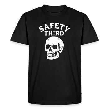 Safety Third Skull Funny Safety Third - Men's Premium Organic T-Shirt - black - Front - Nico (187cm)