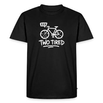Two Tired – Motif de jeu de mots amusant sur le vélo - T-shirt Premium bio Homme - noir - Devant - Nico (187cm)