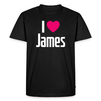 J’aime James Coeur rose J’aime James - T-shirt Premium bio Homme - noir - Devant - Nico (187cm)