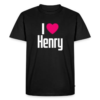 I Love Henry Pink Heart I Love Henry - Men's Premium Organic T-Shirt - black - Front - Nico (187cm)