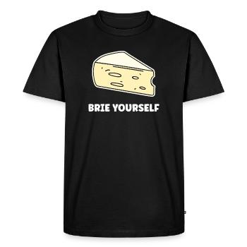 Humour fromage brie - T-shirt Premium bio Homme - noir - Devant - Nico (187cm)