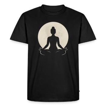 Méditation de la pleine lune – Yoga Lotus Silhouette - T-shirt Premium bio Homme - noir - Devant - Nico (187cm)