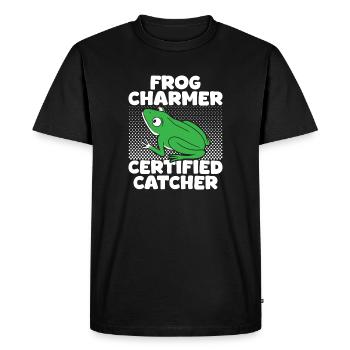 Frog Catcher Charmer Cretified Frog - Men's Premium Organic T-Shirt - black - Front - Nico (187cm)