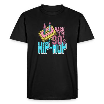 Rewind Années 90 Beat Rythme Cassette Culture Son - T-shirt Premium bio Homme - noir - Devant - Nico (187cm)