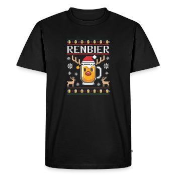 Chope à bière de Noël Renbier - T-shirt Premium bio Homme - noir - Devant - Nico (187cm)