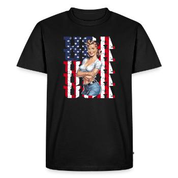 USA Retro Vintage Patriotic Design - Men's Premium Organic T-Shirt - black - Front - Nico (187cm)