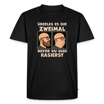Before After Shaving Joke Beard Wearer - Men's Premium Organic T-Shirt - black - Front - Nico (187cm)