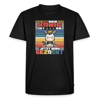 Il me tend la manette que le roi veut jouer - T-shirt Premium bio Homme - noir - Devant - Nico (187cm)