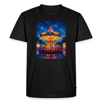 Carrousel nocturne sous la lueur des lumières - T-shirt Premium bio Homme - noir - Devant - Nico (187cm)