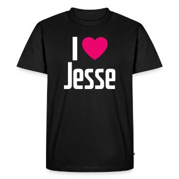 I Love Jesse Pink Heart I Love Jesse - Men's Premium Organic T-Shirt - black - Front - Nico (187cm)