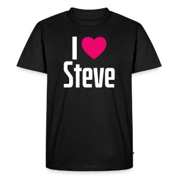 J’aime Steve Coeur rose J’aime Steve - T-shirt Premium bio Homme - noir - Devant - Nico (187cm)