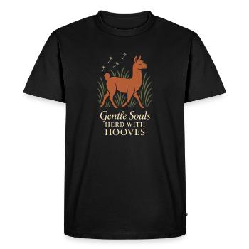 Cottagecore Lama Esthétique Mignon Animal de la Ferme - T-shirt Premium bio Homme - noir - Devant - Nico (187cm)