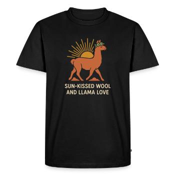 Cottagecore Lama Esthétique Mignon Animal de la Ferme - T-shirt Premium bio Homme - noir - Devant - Nico (187cm)