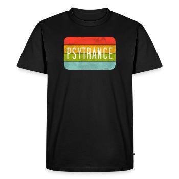 Psytrance Rayures Arc-en-ciel - T-shirt Premium bio Homme - noir - Devant - Nico (187cm)