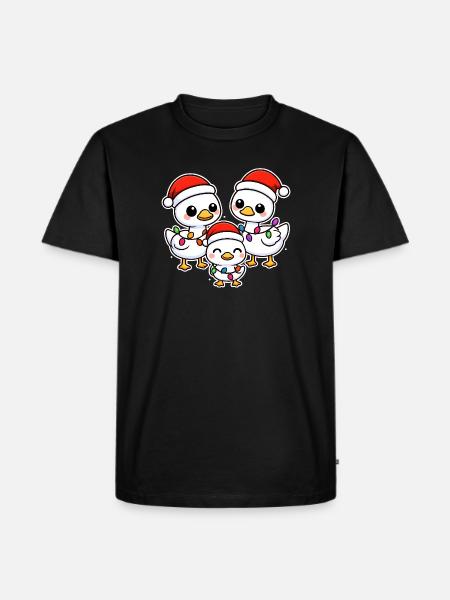 Santa Duck Trio with Christmas Lights - Men's Premium Organic T-Shirt - black