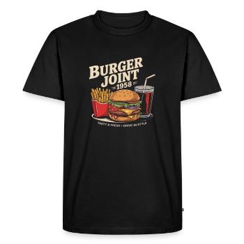 Vintage Diner Commercial - Burger Joint 1958 - Men's Premium Organic T-Shirt - black - Front - Nico (187cm)