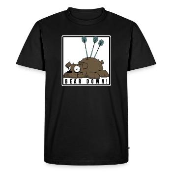 Drôle de fléchettes motif comique. POURSUIVEZ ! - T-shirt Premium bio Homme - noir - Devant - Nico (187cm)