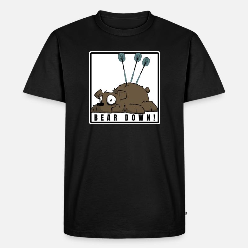 Lustiges Darts Comic Motiv. BEAR DOWN ! - Männer Premium Bio T-Shirt - Schwarz