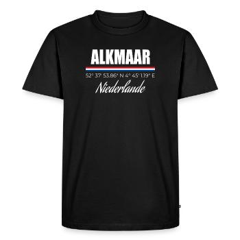 Alkmaar - Men's Premium Organic T-Shirt - black - Front - Nico (187cm)