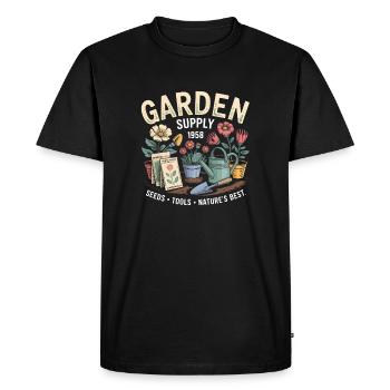 Vintage Garden Advertising - Men's Premium Organic T-Shirt - black - Front - Nico (187cm)