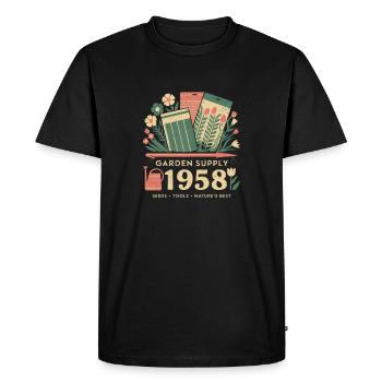 Vintage Garden Advertising - Men's Premium Organic T-Shirt - black - Front - Nico (187cm)