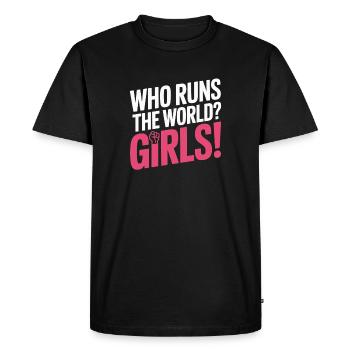 Les femmes : le pouvoir qui dirige le monde, les filles, les filles : la fille - T-shirt Premium bio Homme - noir - Devant - Nico (187cm)