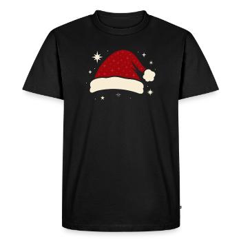 Chapeau de Père Noël Chapeau de Père Noël avec des étoiles - T-shirt Premium bio Homme - noir - Devant - Nico (187cm)