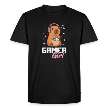 Capybara Gamer Girl Gaming Girl Video Games - Men's Premium Organic T-Shirt - black - Front - Nico (187cm)