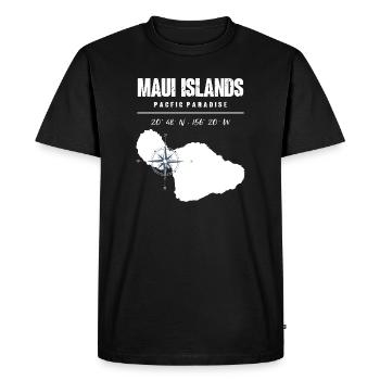 Maui Island Compass Design with Coordinates Vintage - Men's Premium Organic T-Shirt - black - Front - Nico (187cm)