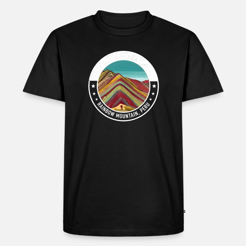 Regenbogenberg Peru Farbexplosion - Männer Premium Bio T-Shirt - Schwarz