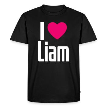 J’aime Liam Coeur rose J’aime Liam - T-shirt Premium bio Homme - noir - Devant - Nico (187cm)