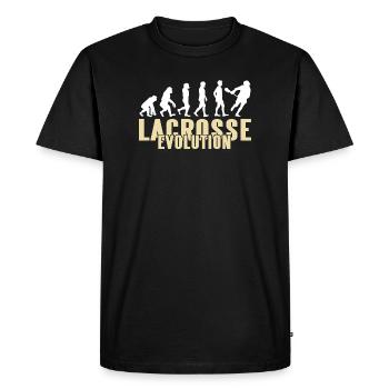 Lacrosse Evolution Drôle Sports Humour Parodie - T-shirt Premium bio Homme - noir - Devant - Nico (187cm)