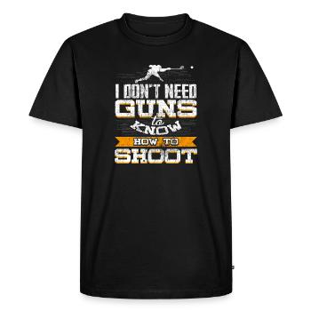 crosse humour Je sais tirer sans armes - T-shirt Premium bio Homme - noir - Devant - Nico (187cm)